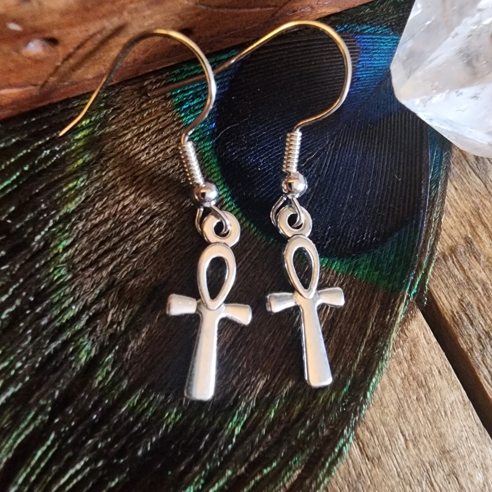 Small Ankh Earrings • Silver Egyptian Cross Earrings • Hypoallergenic • Egypt